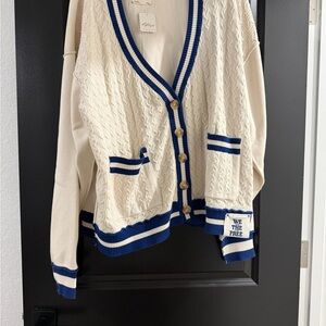 We The Free Ivory and Navy Cardigan